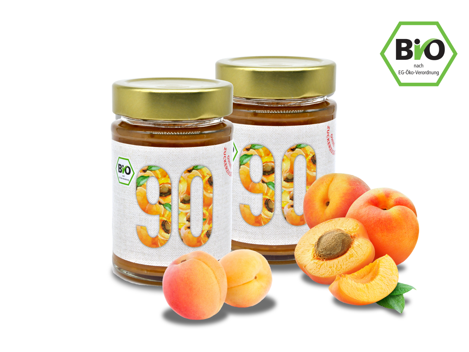 2x Sibani Bio 90% Fruchtaufstrich, Aprikose, mit Bio-Erythrit, 180g