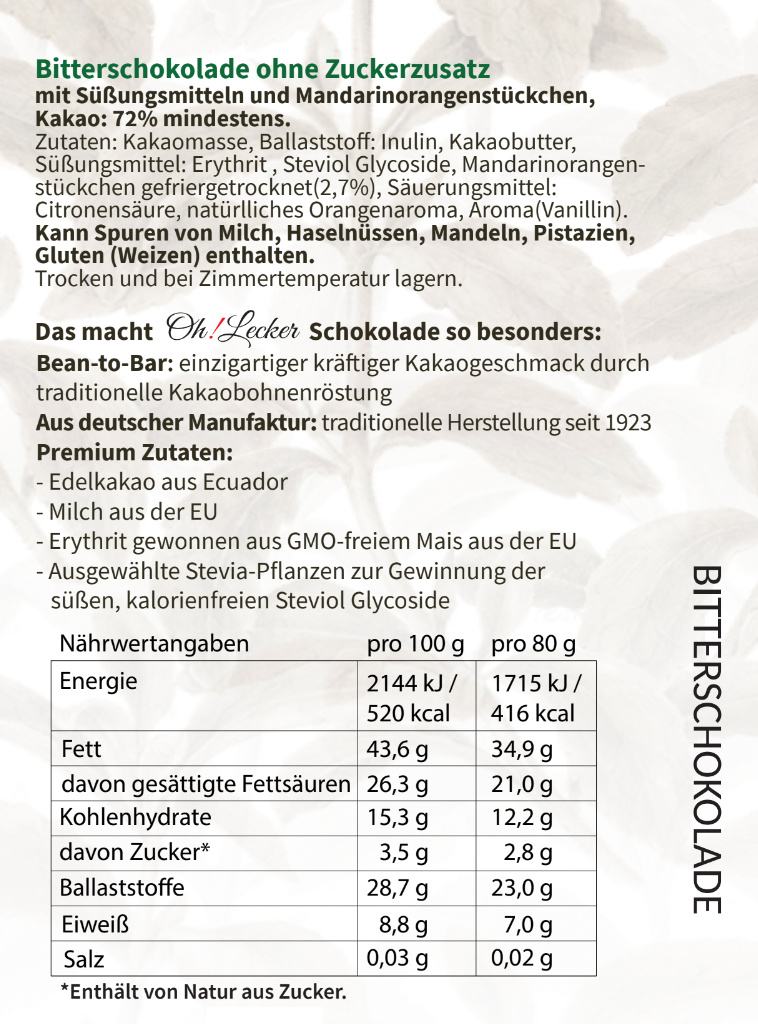 Familienpaket - 4 + 1 für Erwachsene und Kinder - Oh! Lecker Stevia* Schokoladen (Zauberschokolade und 4 Sorten Vollmilch/Edel Bitter)