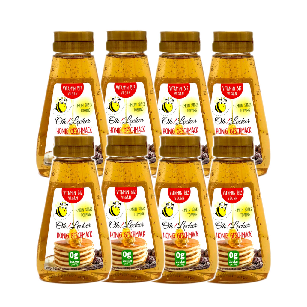 8 x Oh! Lecker Stevia* Sirup mit Honig-Geschmack, Vitamin B12, 265g