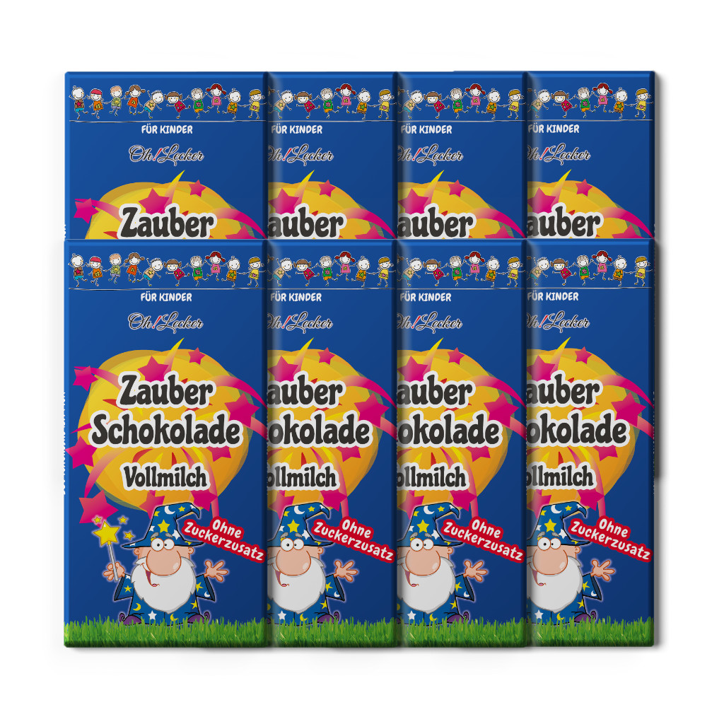 8 x Oh! Lecker Stevia* Zauberschokolade für Kinder, 40% Kakao, 80g