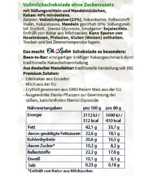 Familienpaket - 4 + 1 für Erwachsene und Kinder - Oh! Lecker Stevia* Schokoladen (Zauberschokolade und 4 Sorten Vollmilch/Edel Bitter)