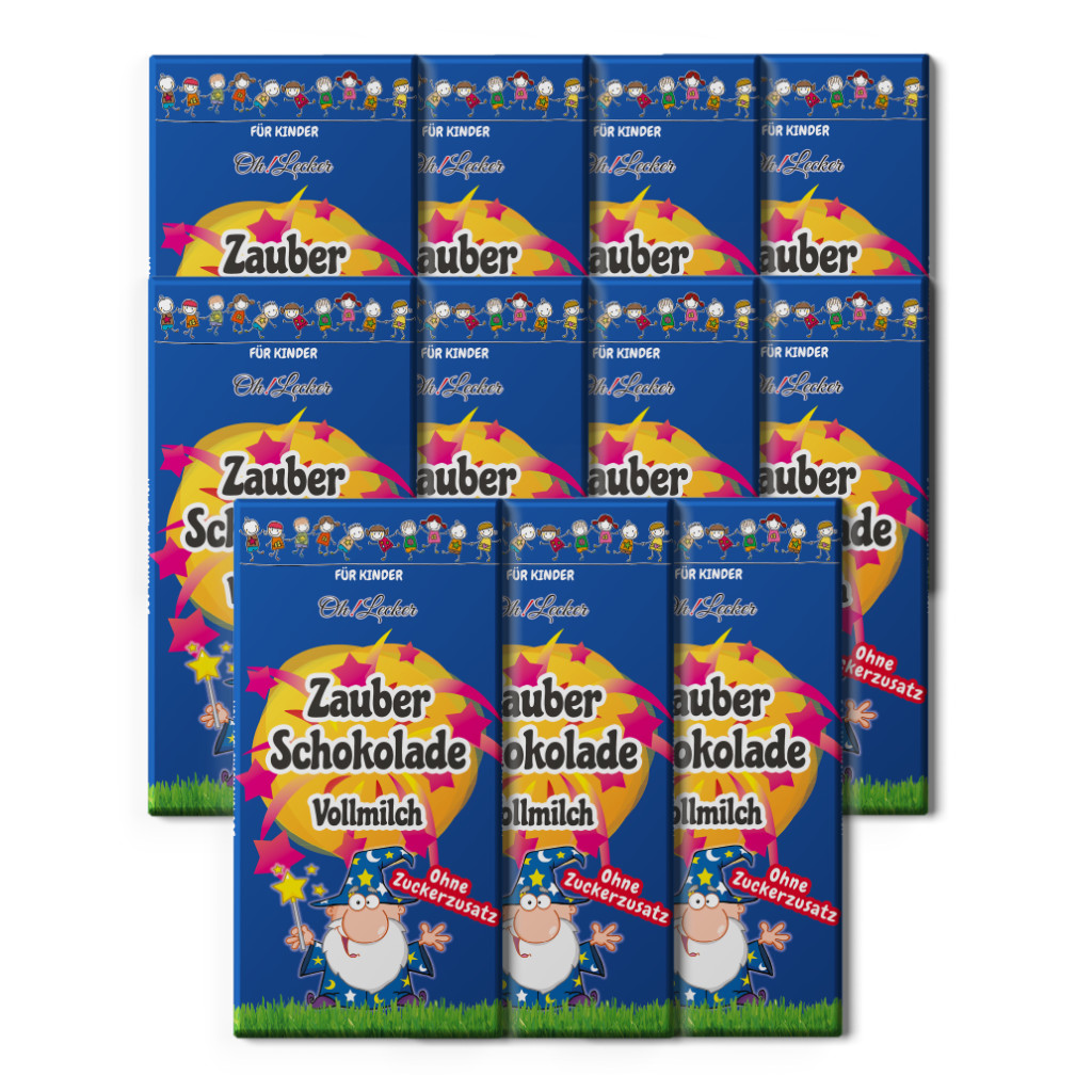 11 x Oh! Lecker Stevia* Zauberschokolade für Kinder, 40% Kakao, 80g