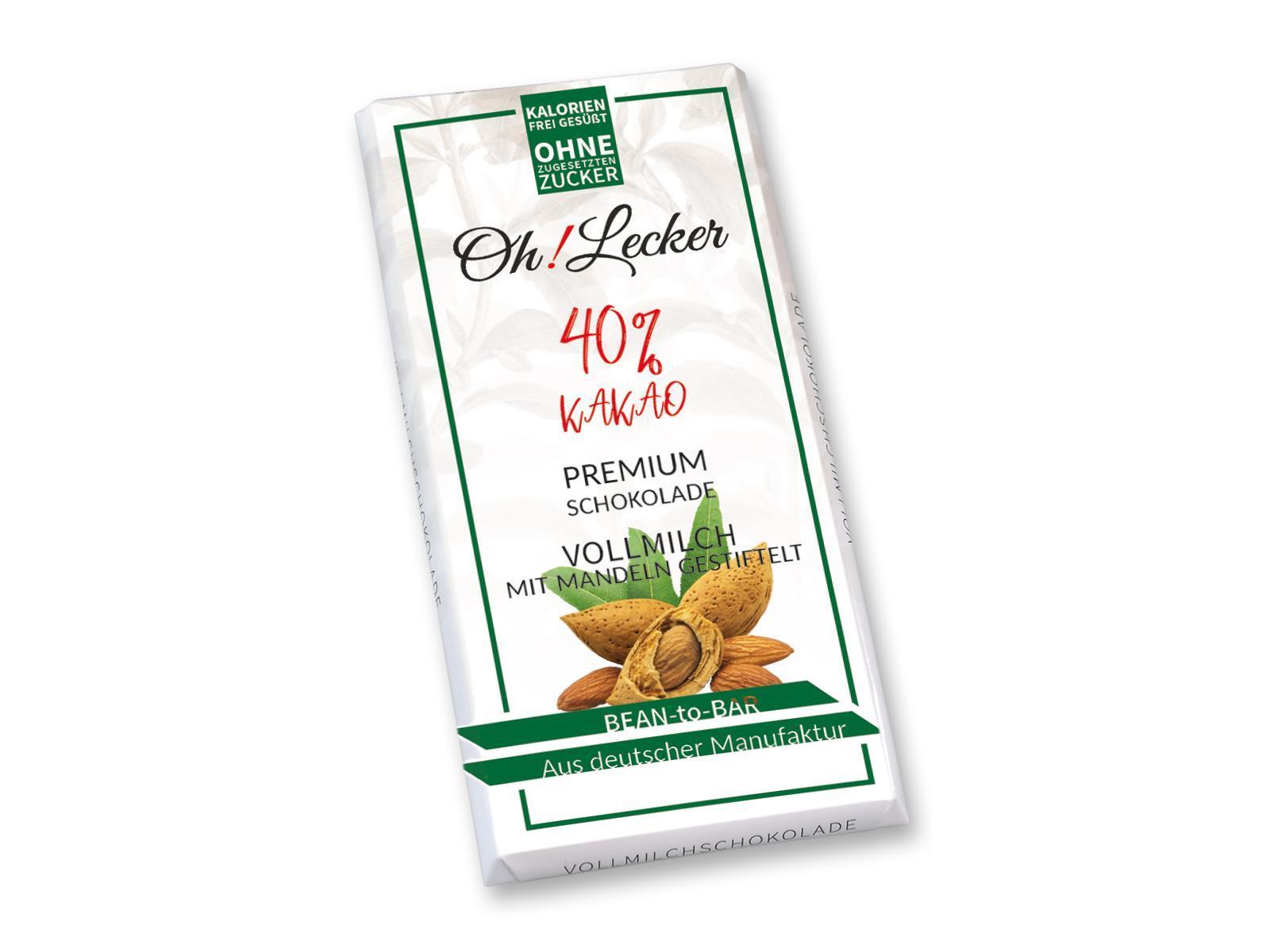 *Ich bin noch gut* Oh! Lecker Stevia* Vollmilchschokolade mit gestiftelten Mandeln, 80 g