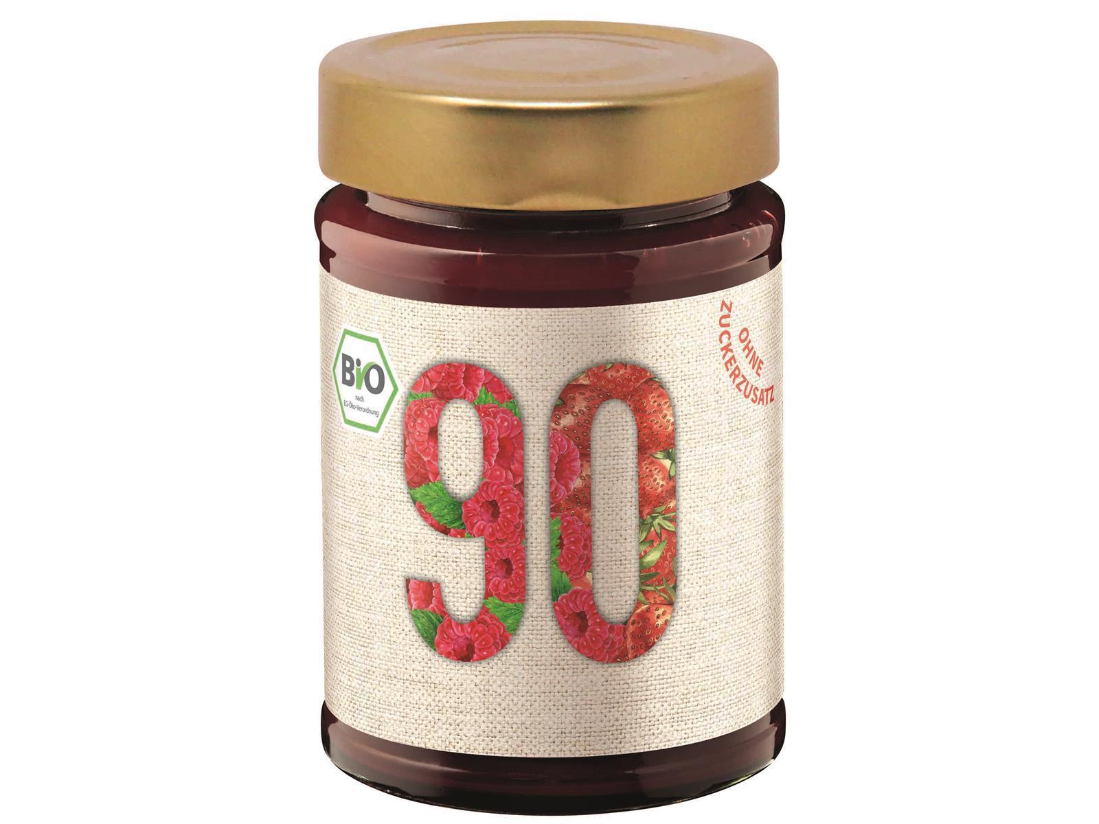 2x Sibani BIO 90% Fruchtaufstrich, Himbeere-Erdbeere, mit Bio-Erythrit, 180g