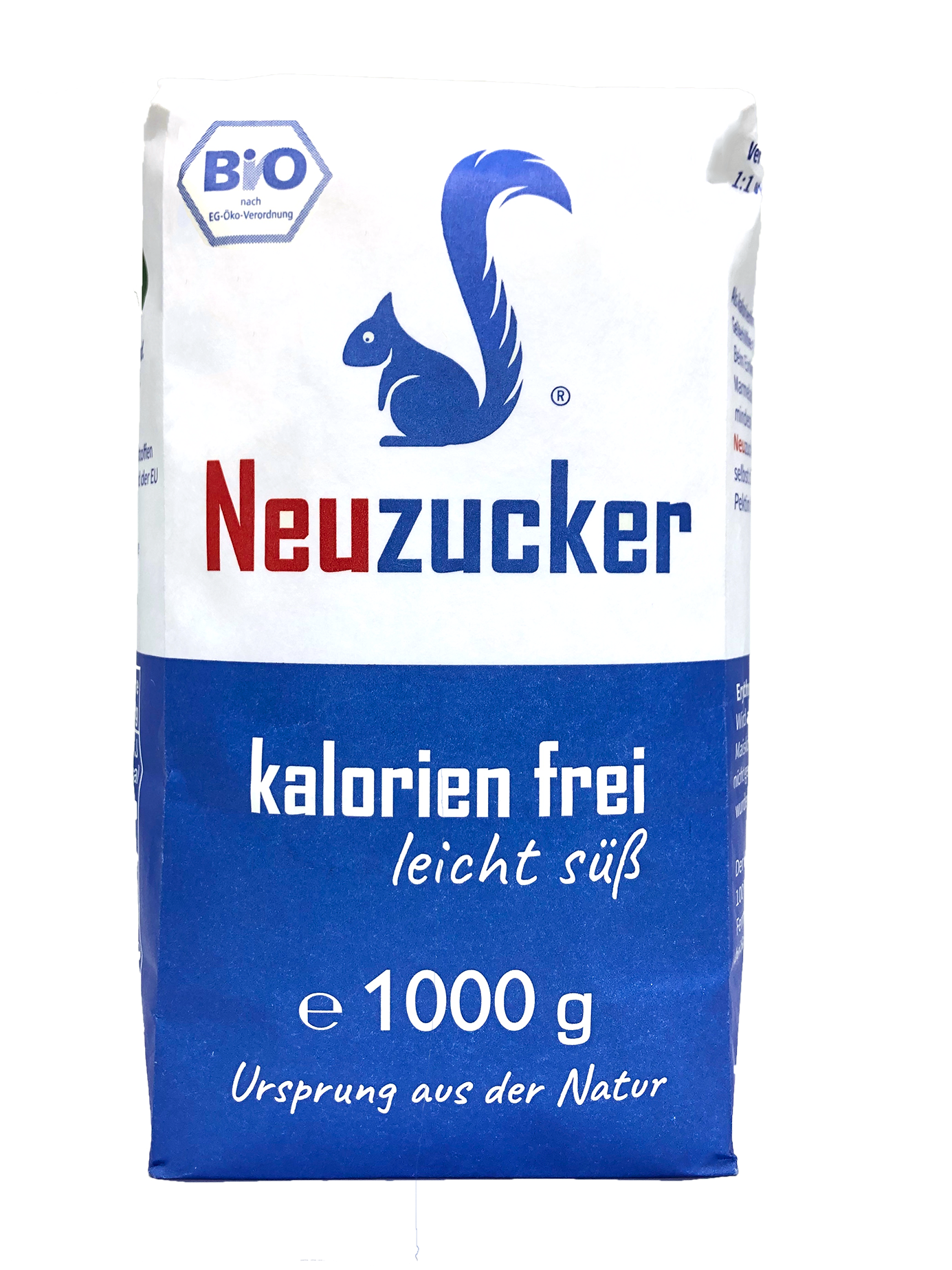 10x Bio Neuzucker kalorien frei, leicht süß, Papierbeutel, Bio-Erythrit*, 1kg